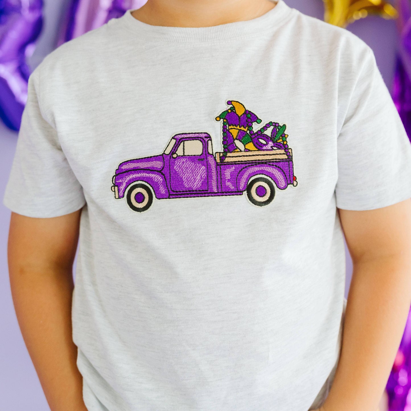 Mardi Gras Truck Patch Short Sleeve T-Shirt