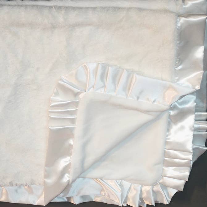 Satin Trim Baby Blanket: Solid Blue