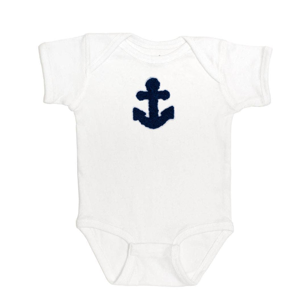 Sweet Wink - Anchor Patch Short Sleeve Bodysuit - Baby Clothing