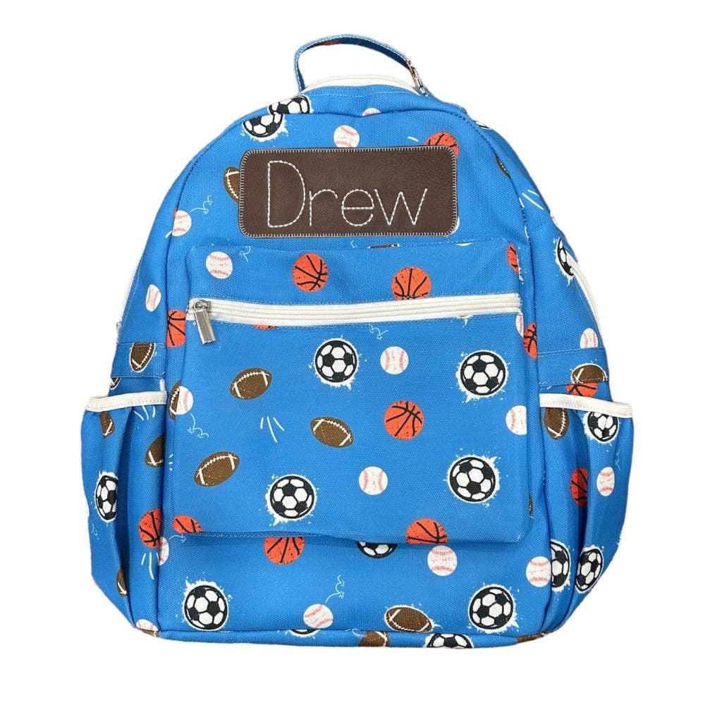 Sports Star Backpack by Sugar Bee Clothing in sporty pattern, 16 x 13 x 3.5 inches