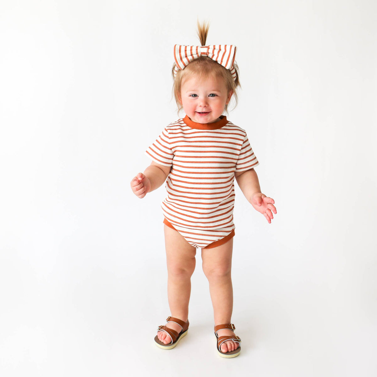 Unisex Baby T-Shirt - Terracotta Stripe: 12-18 Momnths