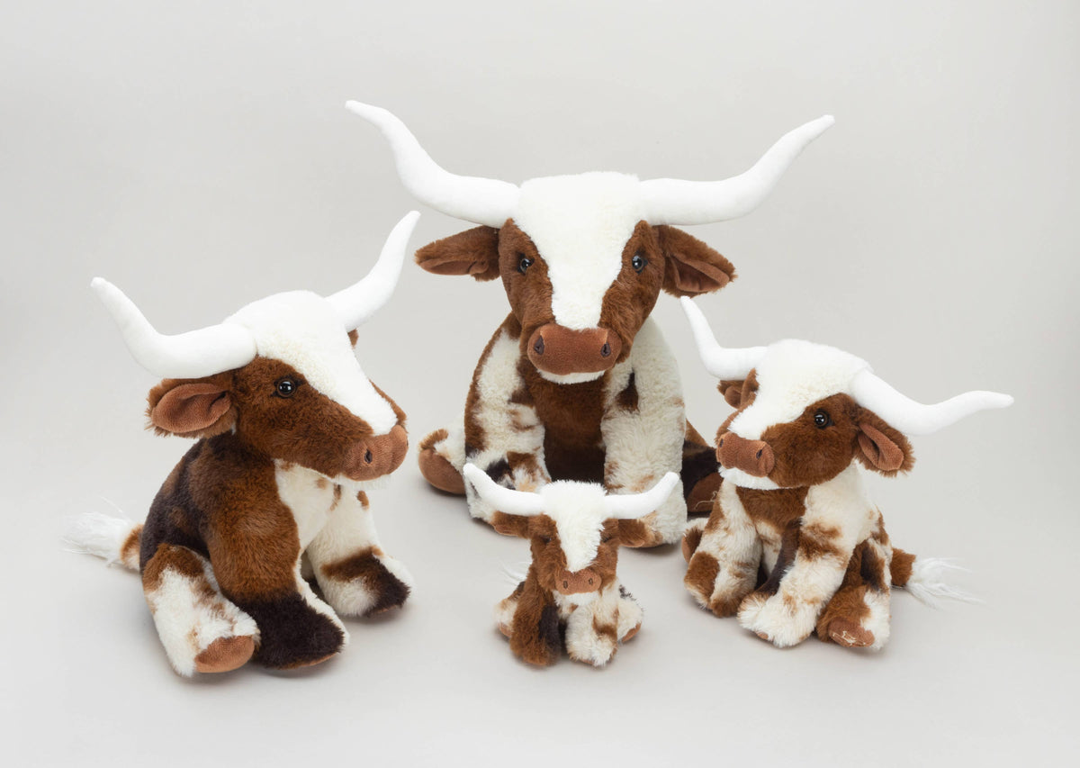 Texas Longhorn Highland Cream Small Brown Cow Plush Toy 18cm