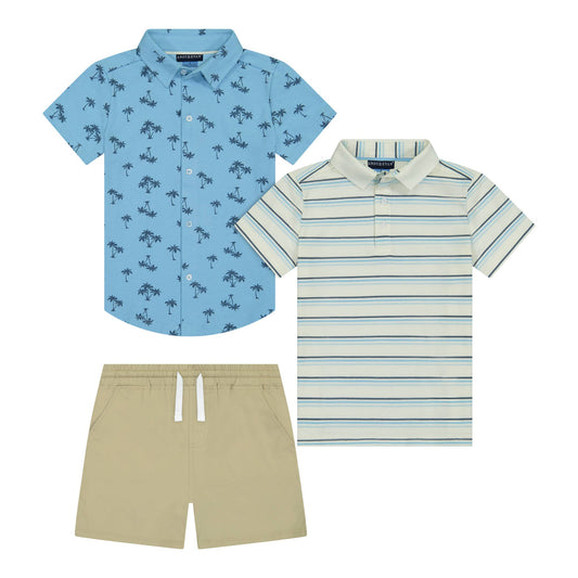 Boys 3-Piece Button-down Set - Blue