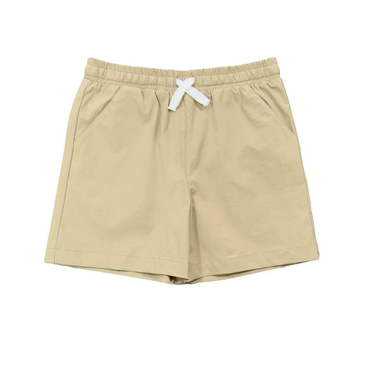 Saltwater Boys Topsail Performance Short in khaki with elastic drawstring waist and four-way stretch fabric