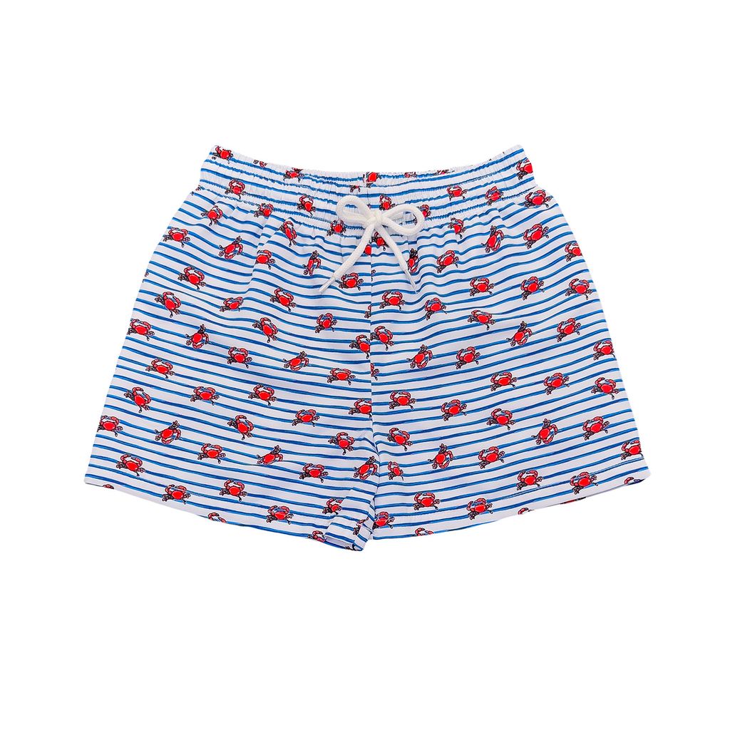 Saint Simons Swim Trunk in Crab colorway by Saltwater Boys, front view