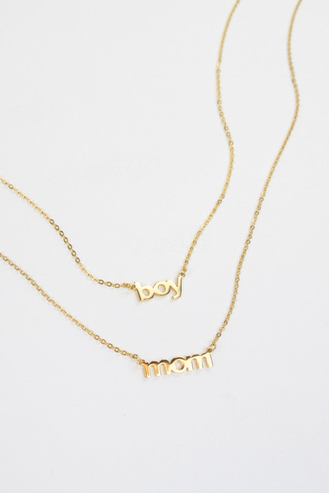 Le La Lo Boy Mom 2Piece Necklace; two elegant necklaces shown layered and separate