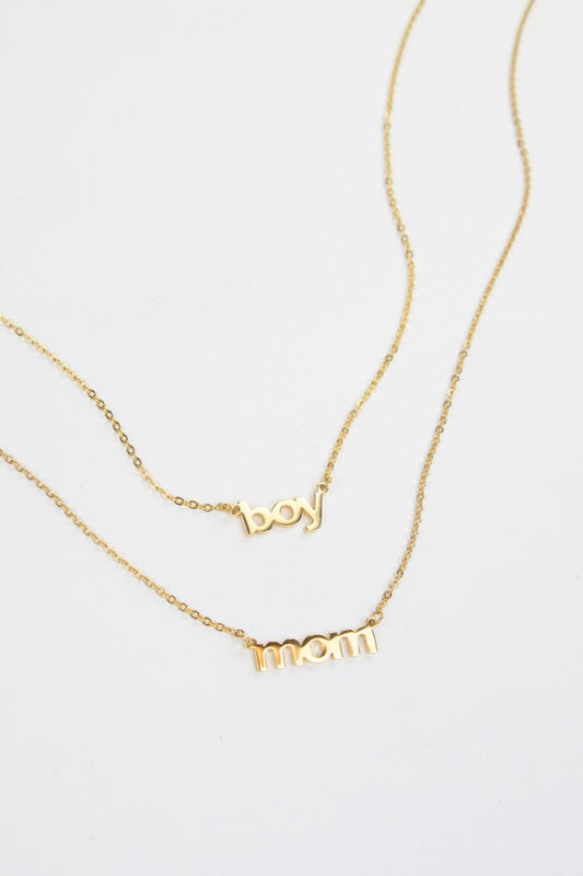 Le La Lo Boy Mom 2Piece Necklace; two elegant necklaces shown layered and separate