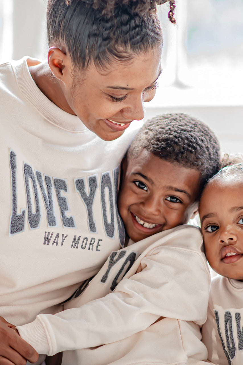 Le La Lo Love You Way More sweatshirt in refined, elevated design