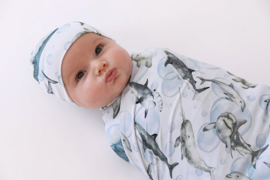 Posh Peanut Sharkly Swaddle & Beanie