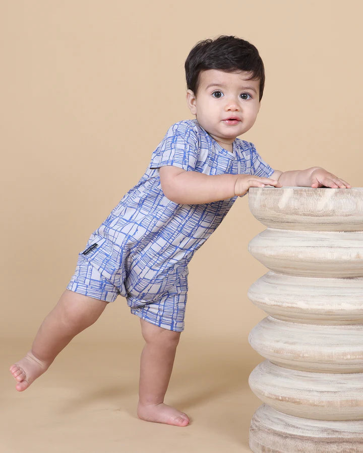 Tiny Tribe Sketched Check Romper