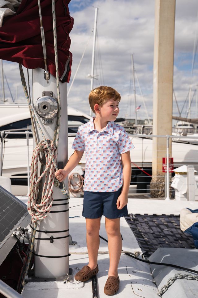 Inshore Boys Performance SS Polo-Flags