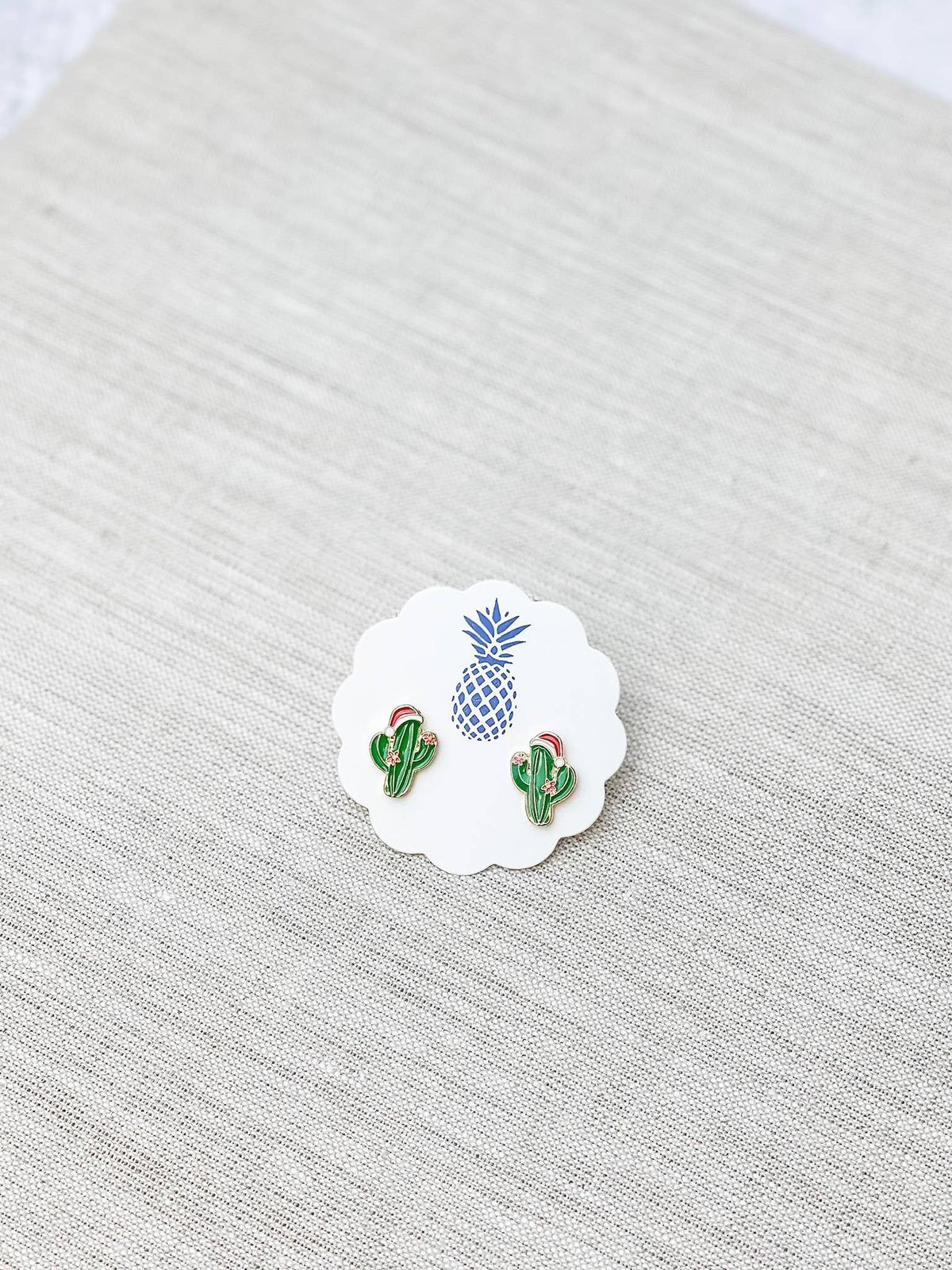 Christmas Cactus Signature Enamel Stud Earrings in soft enamel by Prep Obsessed Wholesale