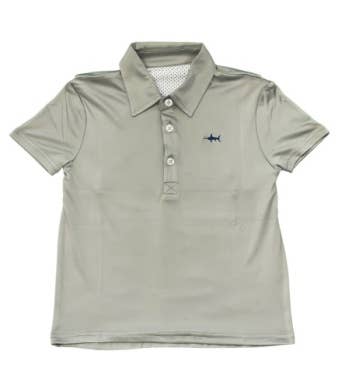 Offshore Fishing Polo in Grey by Saltwater Boys, featuring vented mesh back panel