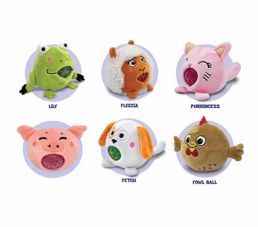PBJ's Barnyard Series plush activity toys with gel-filled cores by Streamline