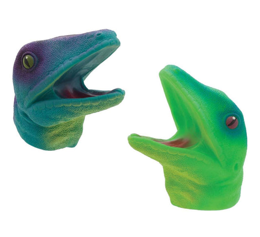 Streamline Colorful Lizard Hand Puppets in vibrant hues, durable TPR construction for expressive puppet play