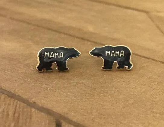 'Mama Bear' signature enamel stud earrings by Prep Obsessed Wholesale