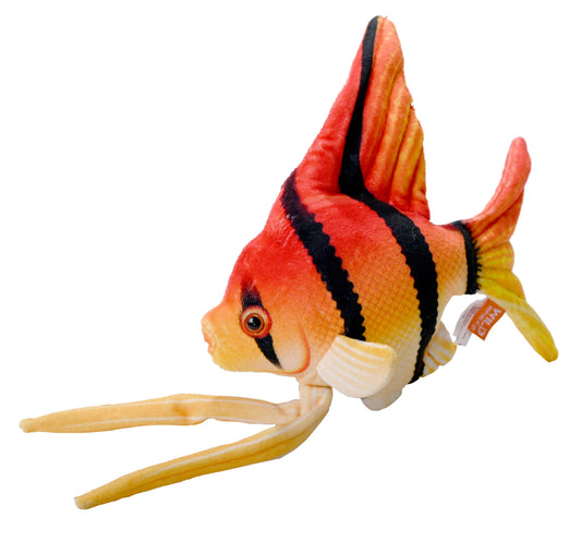 Coral Reef Angelfish plush toy, 6 inches, orange and red with detailed fins