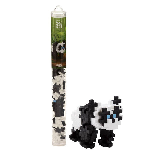 Plus-Plus Tube Panda construction toy with 70+ colorful plastic pieces and reusable container