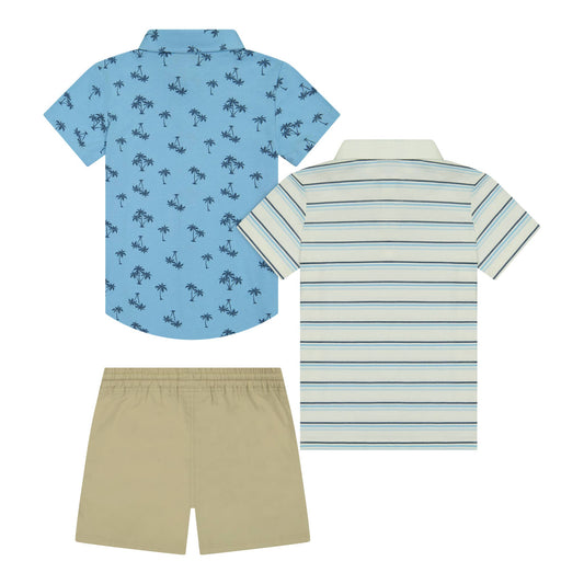 Boys 3-Piece Button-down Set - Blue