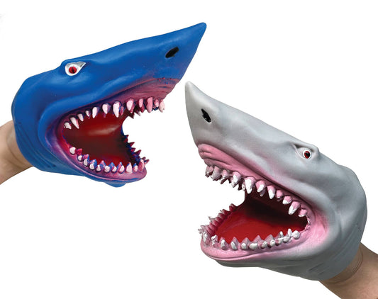 Ferocious Shark Hand Puppet by Streamline in gray and blue TPR material