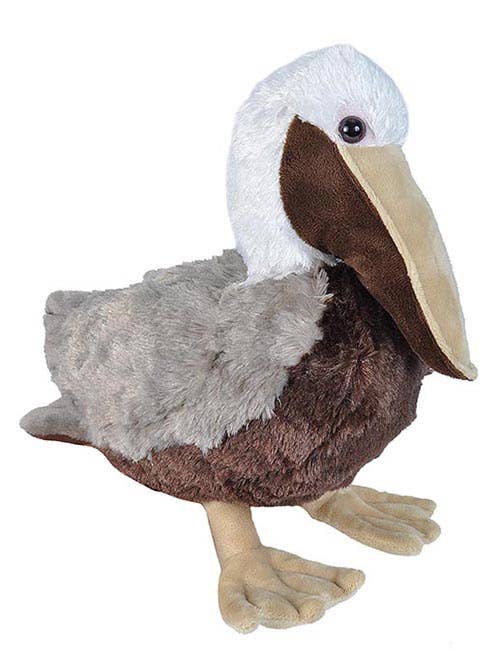 CK Brown Pelican 12-inch stuffed animal by Wild Republic, soft plush with lifelike coastal design