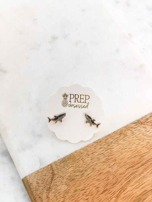 Shark enamel studs with 1/2" top posts by Prep Obsessed Wholesale
