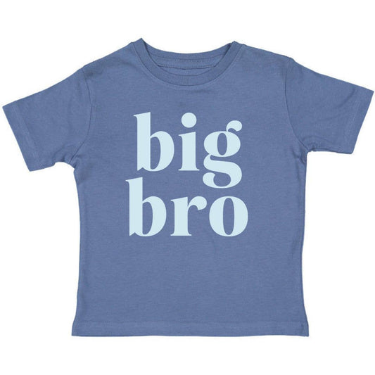 Big Bro Short Sleeve Shirt in indigo by Sweet Wink, tagless cotton tee with light blue graphic