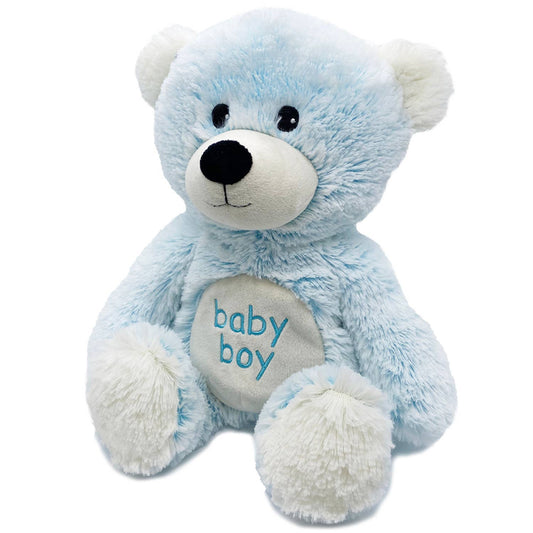Warmies Baby Boy Bear 13-inch plush toy with French lavender scent in cream and gray tones