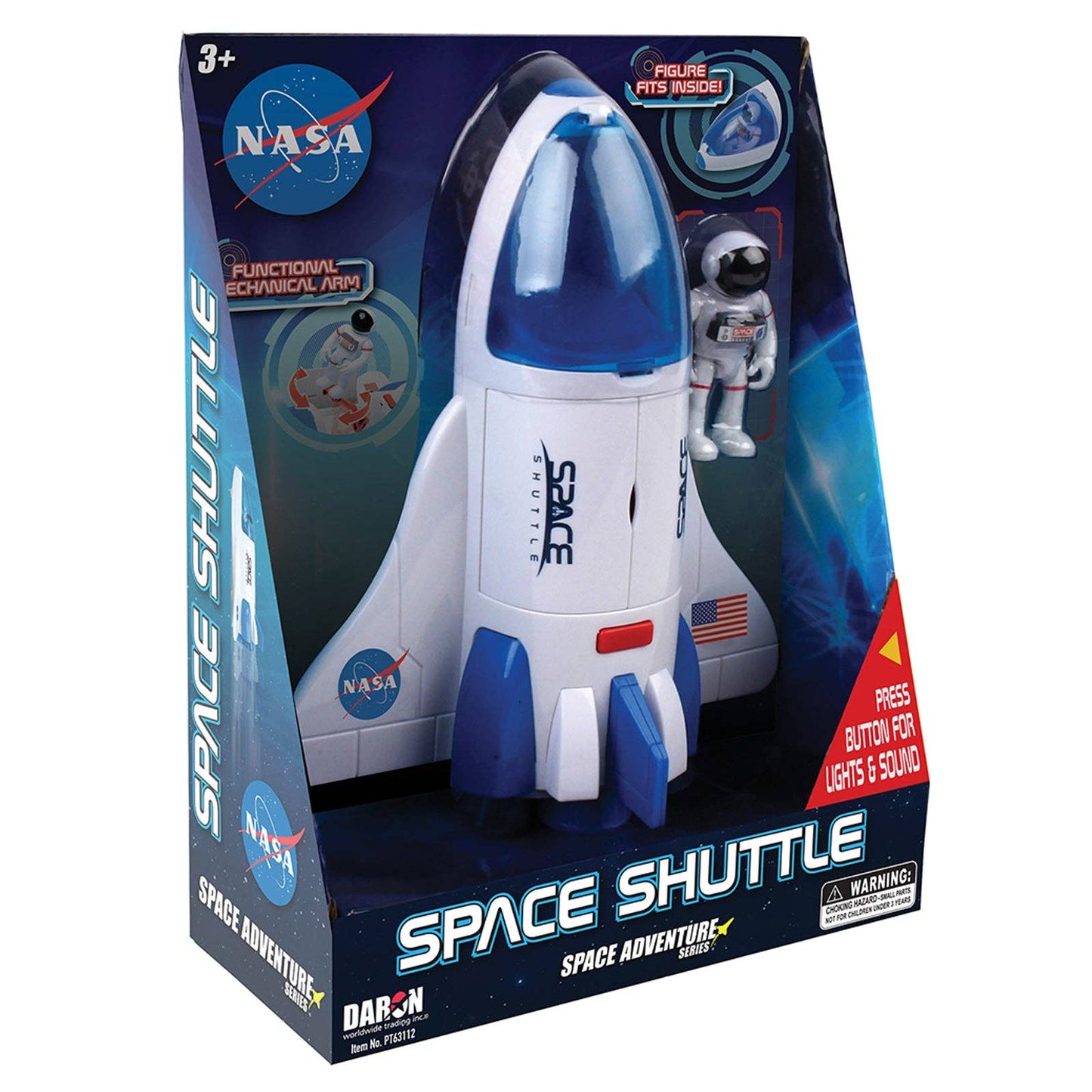 Daron Toys Space Adventure Space Shuttle with opening payload bay doors and articulated mechanical arm