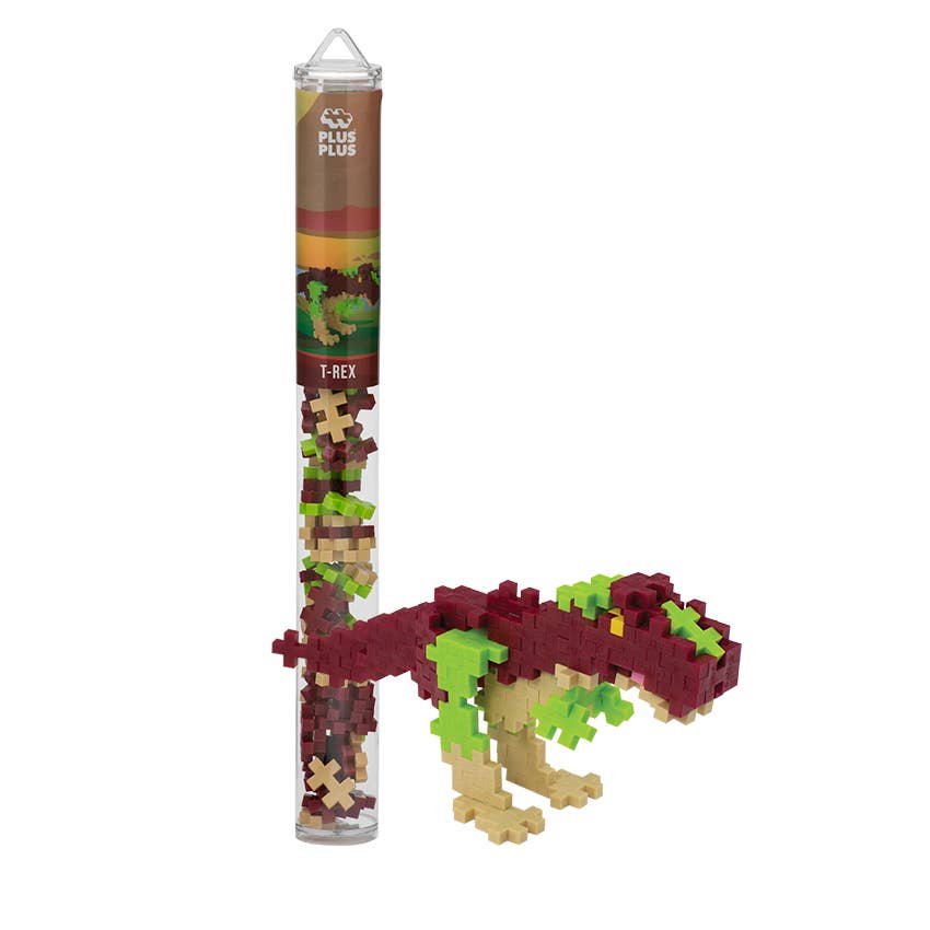 Plus-Plus Tyrannosaurus Rex Tube with 70+ interlocking plastic pieces and instructional guide