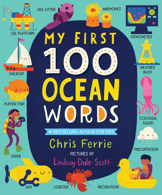 My First 100 Ocean Words padded board book cover with ocean illustrations