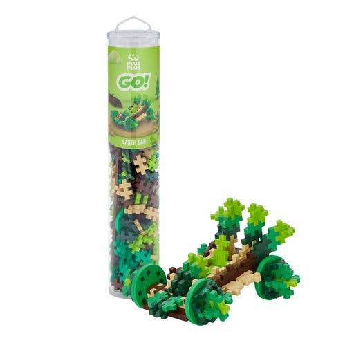 Plus-Plus Color Cars Earth—200-piece building set in green, forest, lime, brown, and tan with reusable tube