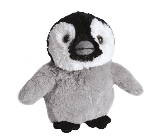 Hug'Ems-Mini Emperor Penguin Chick 7-inch stuffed animal by Wild Republic, black and white, lifelike proportions