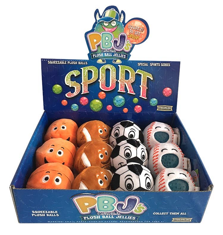 PBJ Sports Series plush toys by Streamline featuring gel-filled interactive cores in four character designs