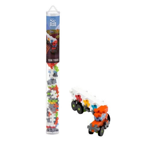 70-piece Plus-Plus Semi Truck set in reusable tube with nine colors