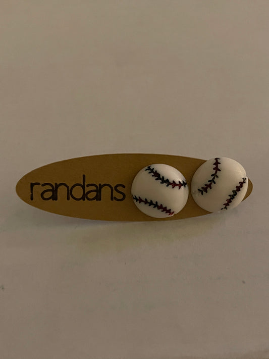 Baseball acrylic stud earrings by Randan, handcrafted by a US woman-owned business