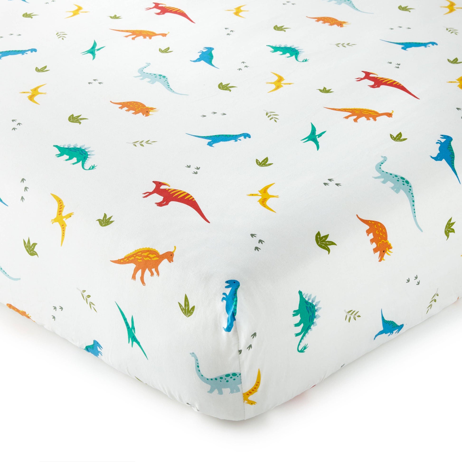 Wildkin Jurassic Dinosaurs fitted crib sheet in blue cotton