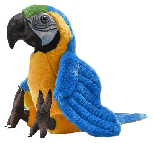 Artist Blue Yellow Macaw 15-inch stuffed animal by Wild Republic with vibrant plumage detail