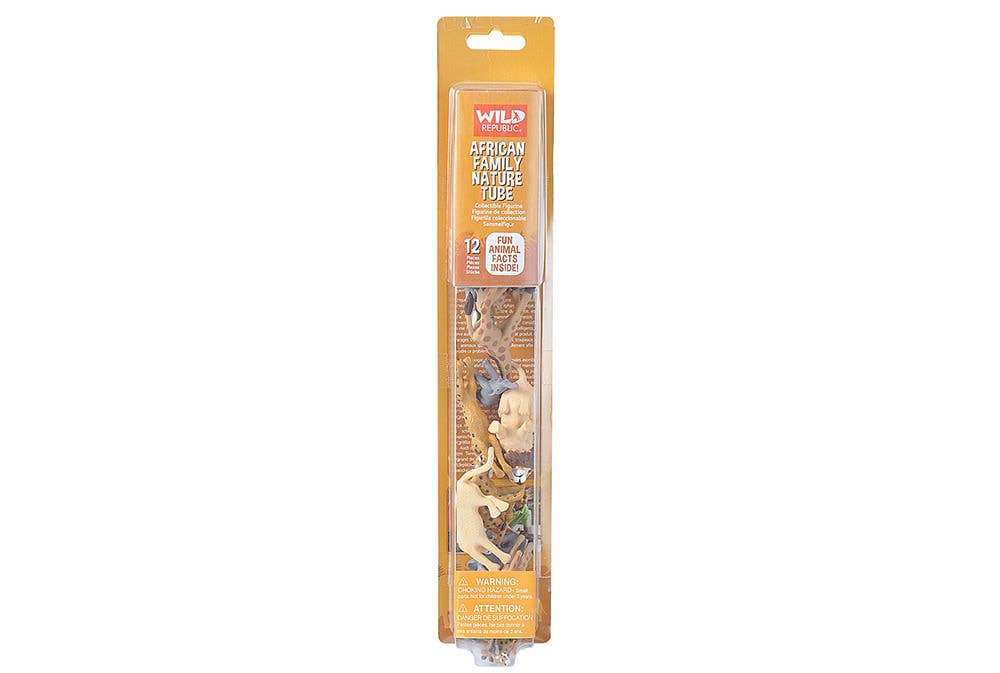 Nature Tube African Family set by Wild Republic with detailed animal figures in compact display tube