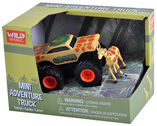 Adventure-Mini Truck Giraffe 4" toy set by Wild Republic featuring giraffe figure and mini truck
