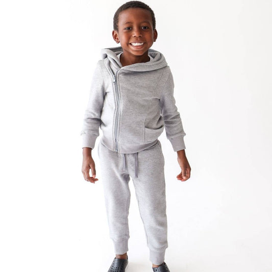Asymmetrical Zip Hoodie - Medium Heather Grey