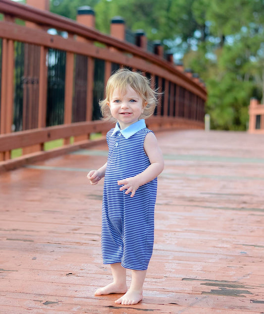Preston Infant & Toddler Romper-Navy & Lt Blue