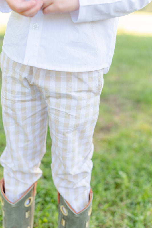 BENNETT PANT - TAN GINGHAM
