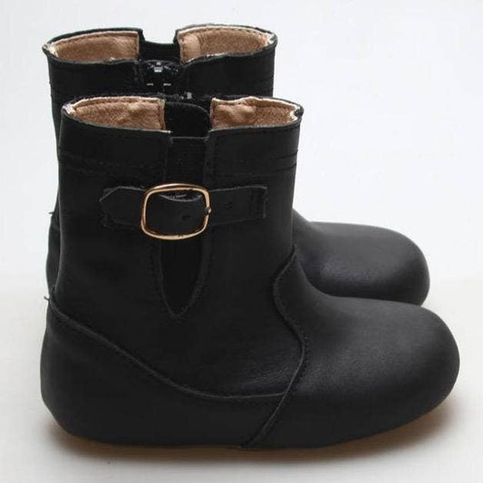 Midnight Riding Boot moccasin by Little Love Bug Company with flexible sole and inner zipper