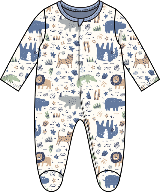 Boys Interlock Coverall: Elephant