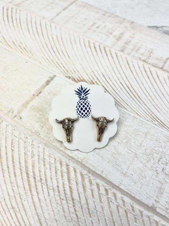 Long Horn Stud Earrings by Prep Obsessed Wholesale, nickel-free and lead-compliant
