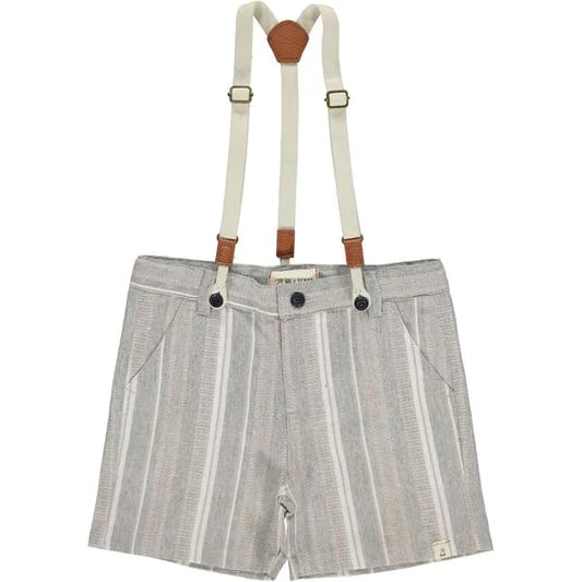 Captain Shorts- Grey Herringbone with Suspenders