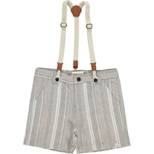 Load image into Gallery viewer, Captain Shorts- Grey Herringbone with Suspenders
