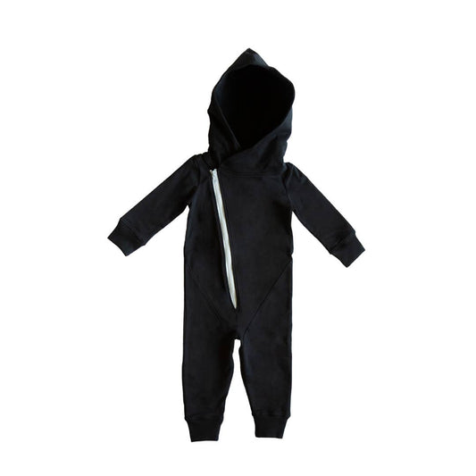 Lola & Taylor Asymmetrical Zip Romper - Jet Black