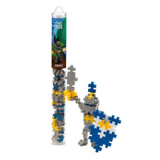 Plus-Plus Tube Knight building set with 70+ interlocking pieces and reusable travel container